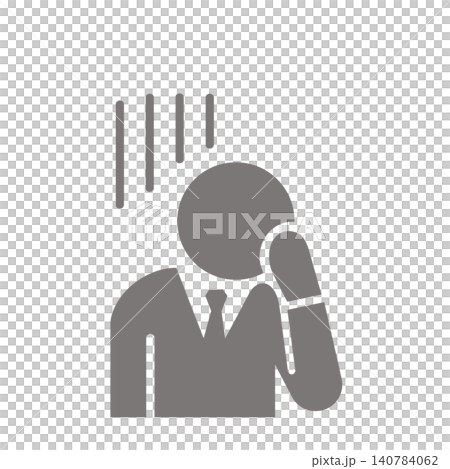 一個沮喪的商人的象形圖(灰色) 一個沮喪的商人的象形圖(灰色) 140784062