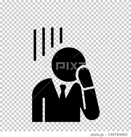 一個沮喪的商人的象形圖（黑色） 140784065