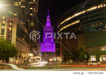 Night view of Warsaw with the Palace of Culture and Science Night view of Warsaw with the Palace of Culture and Science 140784260