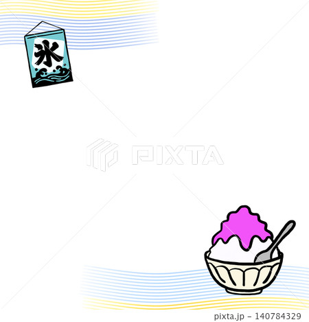 かき氷とのれんの夏フレーム素材 140784329