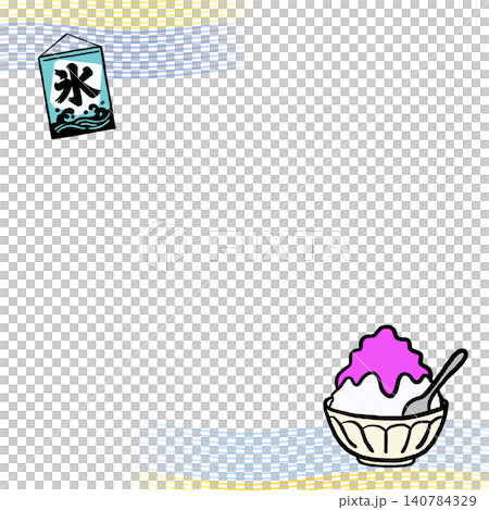 かき氷とのれんの夏フレーム素材 140784329