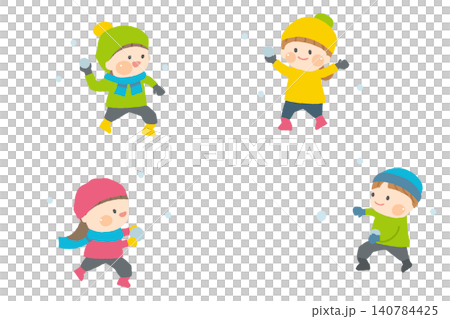 雪合戦をするかわいい子どもたち 140784425
