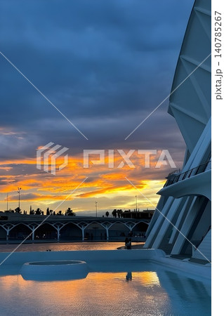 Sunset over City of Arts and Sciences in Valencia, Spain 140785267