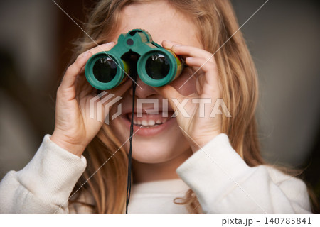 Girl, child and binoculars for sightseeing outdoors, explore and birdwatching on holiday or vacation. Female person, kid and tourist or travel on outside adventure, smile and looking for wildlife Girl, child and binoculars for sightseeing outdoors, explore and birdwatching on holiday or vacation. Female person, kid and tourist or travel on outside adventure, smile and looking for wildlife 140785841