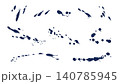 点々と垂れたインク　勢いのある絵の具の飛沫　ドリップ　抽象的な装飾イラストセット 140785945