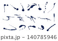 点々と垂れたインク　勢いのある絵の具の飛沫　ドリップ　抽象的な装飾イラストセット 140785946