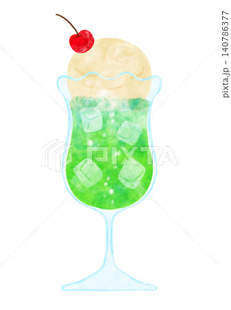 水彩風 クリームソーダ メロンソーダ レトロ喫茶 イラスト 水彩風 クリームソーダ メロンソーダ レトロ喫茶 イラスト 140786377