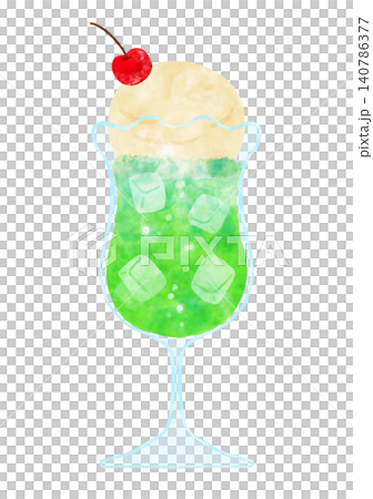 水彩風 クリームソーダ メロンソーダ レトロ喫茶 イラスト 水彩風 クリームソーダ メロンソーダ レトロ喫茶 イラスト 140786377
