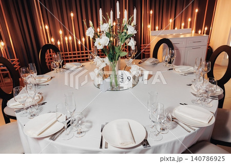 Elegant table set for a formal dinner 140786925