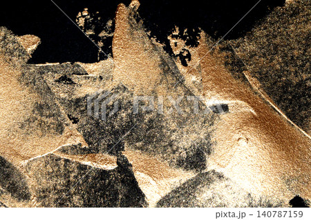 Gold metallic paint brush smear stroke golden bronze color stain shiny glittering textured background 140787159