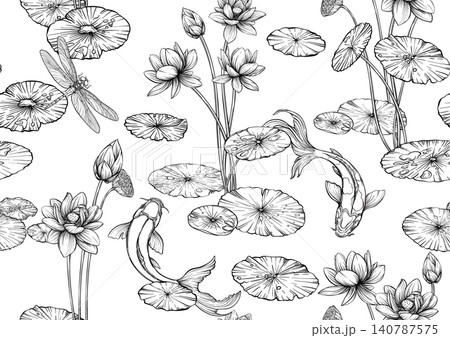 Lotus seamless floral pattern 140787575