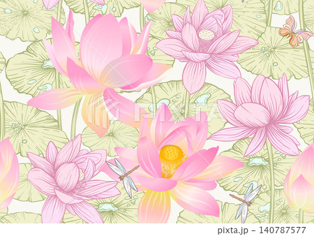 Lotus seamless floral pattern Lotus seamless floral pattern 140787577