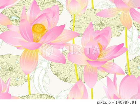 Lotus seamless floral pattern Lotus seamless floral pattern 140787591