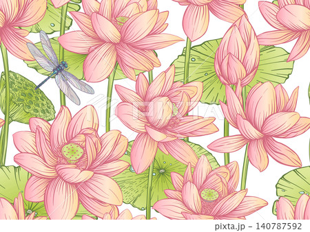 Lotus seamless floral pattern Lotus seamless floral pattern 140787592