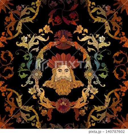 Ornate Baroque seamless pattern featuring Ornate Baroque seamless pattern featuring 140787602