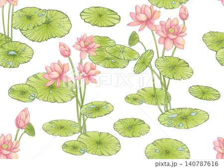 Lotus seamless floral pattern Lotus seamless floral pattern 140787616