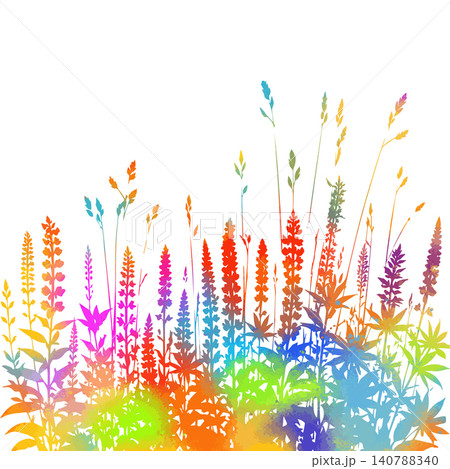 colored Grass and lupine flowers silhouette vector isolated on white background nature design illustration of grass plant pattern greenery artwork Hand drawn. Not AI, vector illustration. colored Grass and lupine flowers silhouette vector isolated on white background nature design illustration of grass plant pattern greenery artwork Hand drawn. Not AI, vector illustration. 140788340