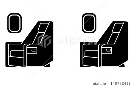 飛行機のファーストクラスの座席アイコン(窓・肘掛け付き) 飛行機のファーストクラスの座席アイコン(窓・肘掛け付き) 140788411