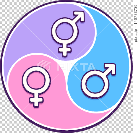 Triple yin yang with gender symbols 140788759