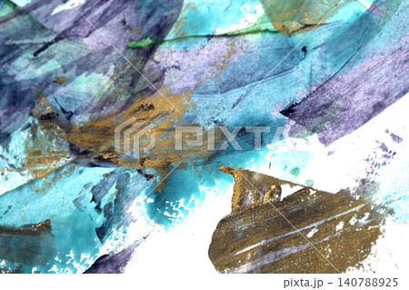 Blue, purple, gold metallic paint strokes vibrant background texture Blue, purple, gold metallic paint strokes vibrant background texture 140788925