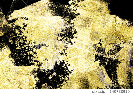 Gold metallic shiny paint leaf on black background Gold metallic shiny paint leaf on black background 140788930