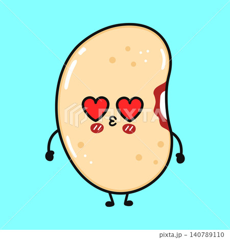 Cute bean kissing character illustration 140789110