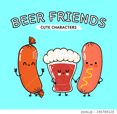 Beer friends cute food characters design Beer friends cute food characters design 140789128