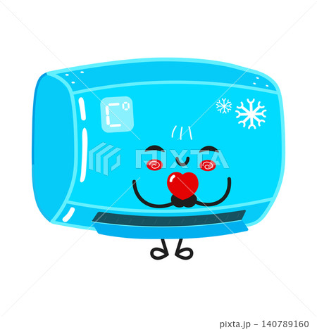 Cute blue air conditioner heart character Cute blue air conditioner heart character 140789160