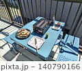 青空の下、自宅ベランダで焼き鳥を焼きながら休日を満喫。 140790166