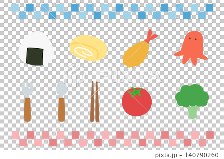 Bento box icon and decoration set illustration Bento box icon and decoration set illustration 140790260