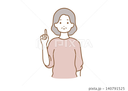 女性 表情 指さし 女性 表情 指さし 140791525