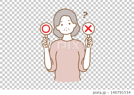 Woman facial expression correct incorrect Woman facial expression correct incorrect 140791534