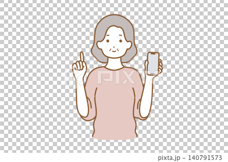 一名婦女拿著智慧型手機並解釋的插圖 一名婦女拿著智慧型手機並解釋的插圖 140791573