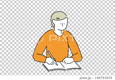 A woman studying A woman studying 140791654