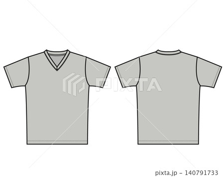 シンプルなVネックTシャツのイラスト グレー シンプルなVネックTシャツのイラスト グレー 140791733