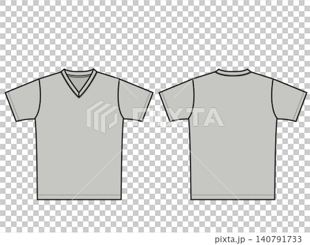 シンプルなVネックTシャツのイラスト グレー シンプルなVネックTシャツのイラスト グレー 140791733