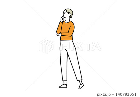 思案する女性の立ち姿 思案する女性の立ち姿 140792051