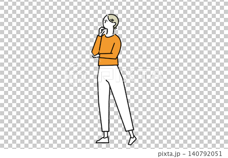 思案する女性の立ち姿 思案する女性の立ち姿 140792051