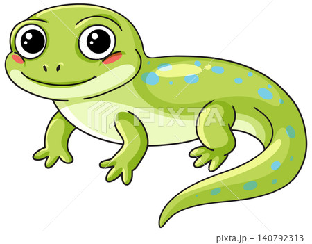 Cute Green Spotted Salamander Vector Illustration Isolated on White Background Cute Green Spotted Salamander Vector Illustration Isolated on White Background 140792313