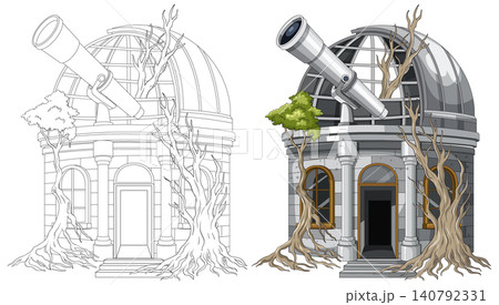 Abandoned Observatory Dome Overtaken by Tree Roots 140792331