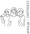 笑顔で手を振る女性3人グループのイラスト 140792621