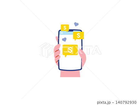 スマホ稼ぐイメージイラスト 140792930
