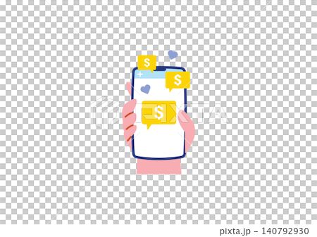 スマホ稼ぐイメージイラスト 140792930