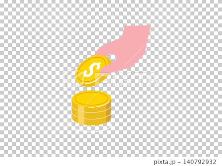 お金を積み上げる手のイラスト 140792932