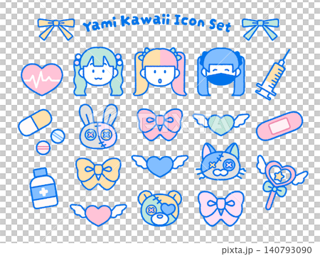 A set of subculture-inspired icons that aren't too quirky | Jirai-kei, Retro Pop, Pastel Colors A set of subculture-inspired icons that aren't too quirky | Jirai-kei, Retro Pop, Pastel Colors 140793090
