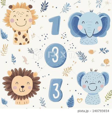 Adorable animal designs featuring numbers for kids spaces. Adorable animal designs featuring numbers for kids spaces. 140793654