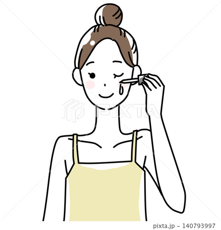 美容液をつける女性のイラスト 140793997