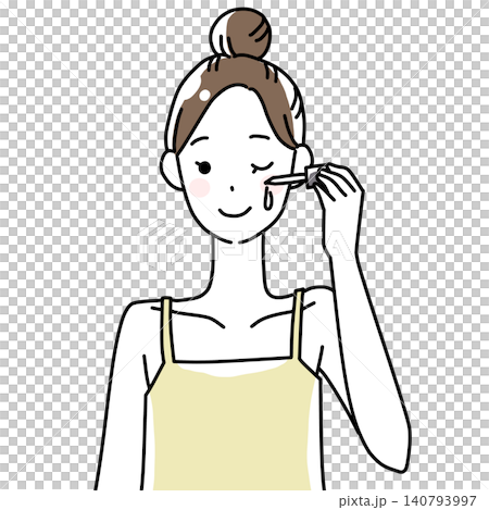 美容液をつける女性のイラスト 140793997