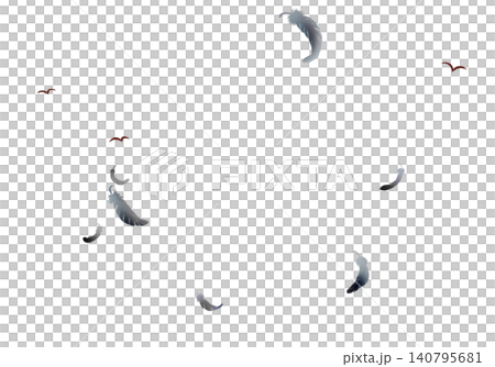 Crows and scattered black feathers Crows and scattered black feathers 140795681