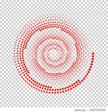 dynamic red halftone dot spiral vortex on black background 140795920